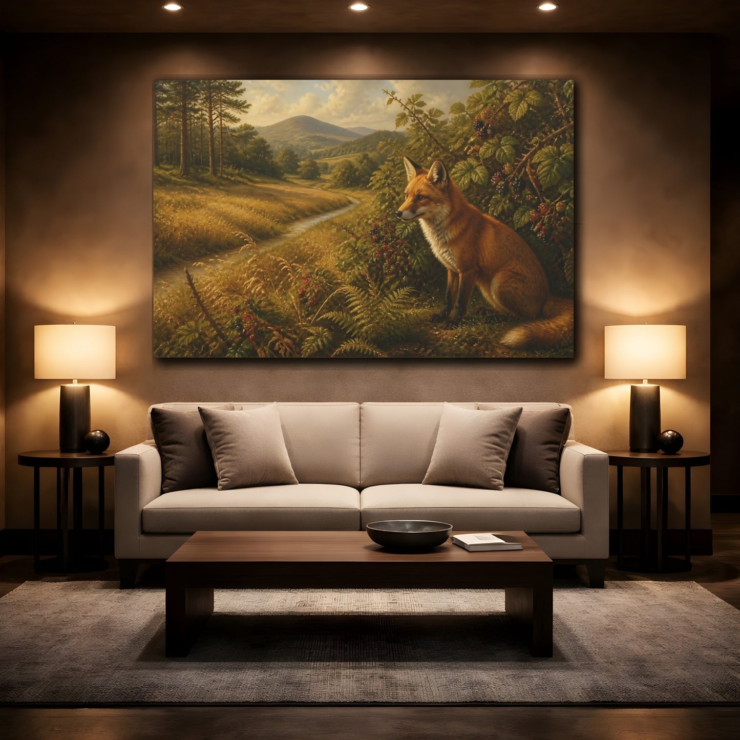 Mockup 2. Red Fox In Meadow shown as canvas print