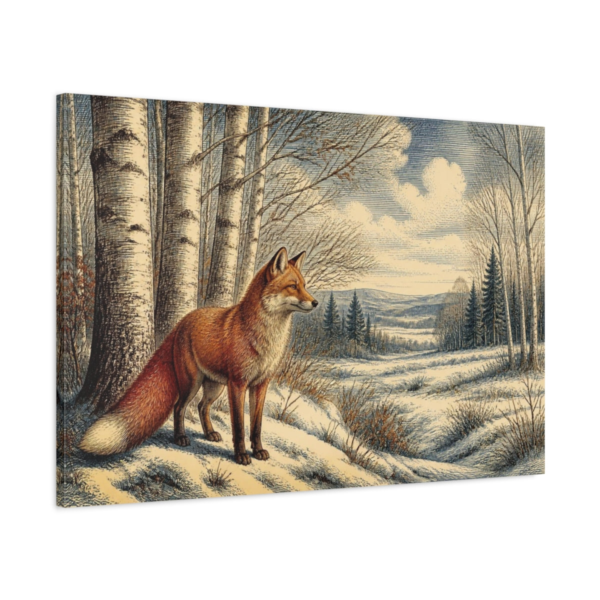 Main Mockup. Red Fox Nature Scene shown as canvas print