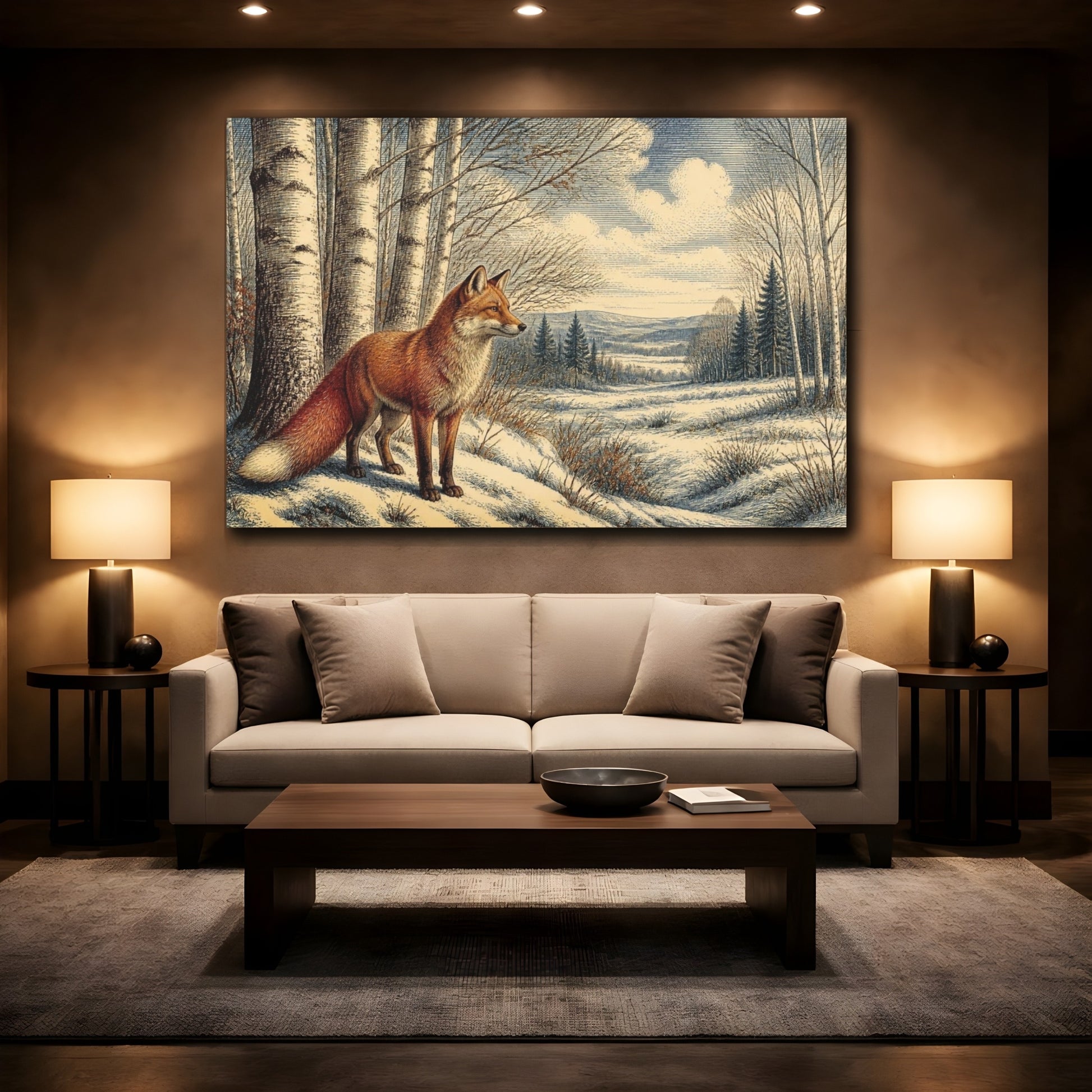 Mockup 2. Red Fox Nature Scene shown as canvas print