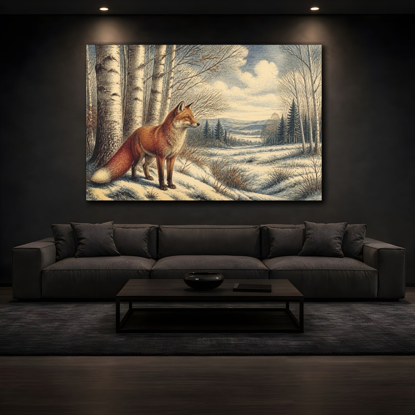Mockup 3. Red Fox Nature Scene shown as canvas print