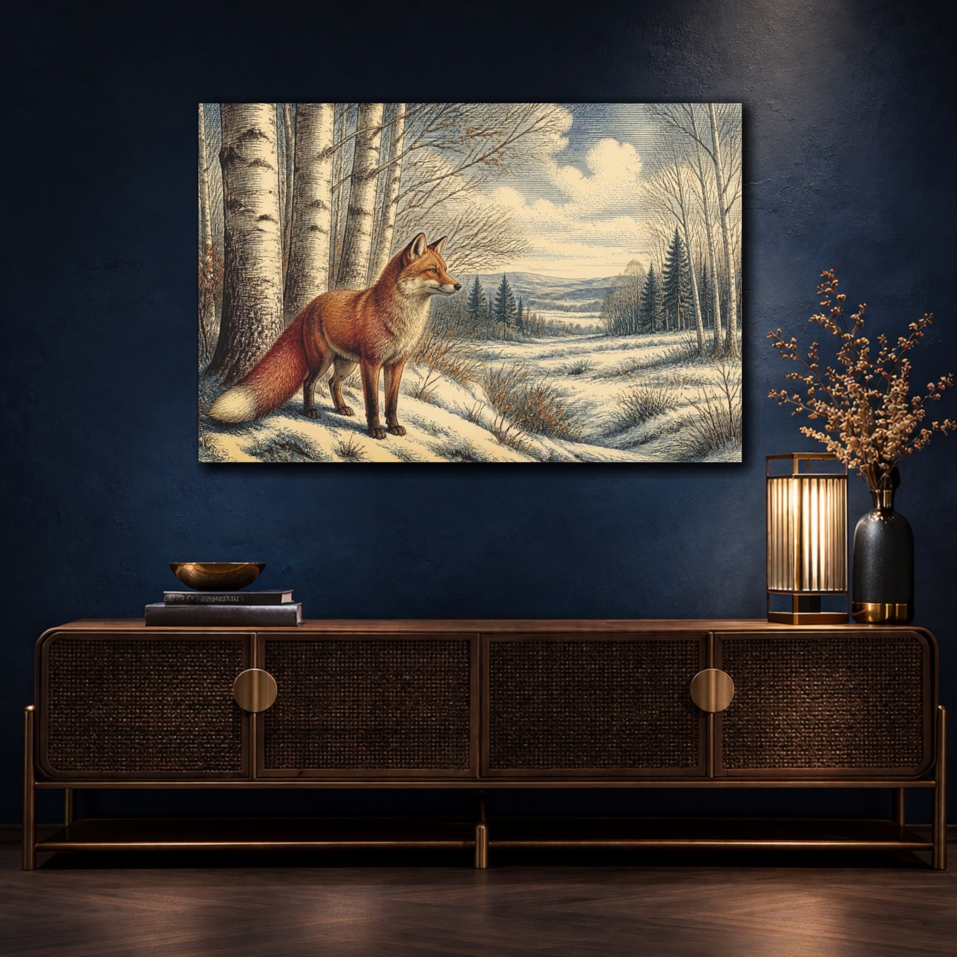 Mockup 4. Red Fox Nature Scene shown as canvas print