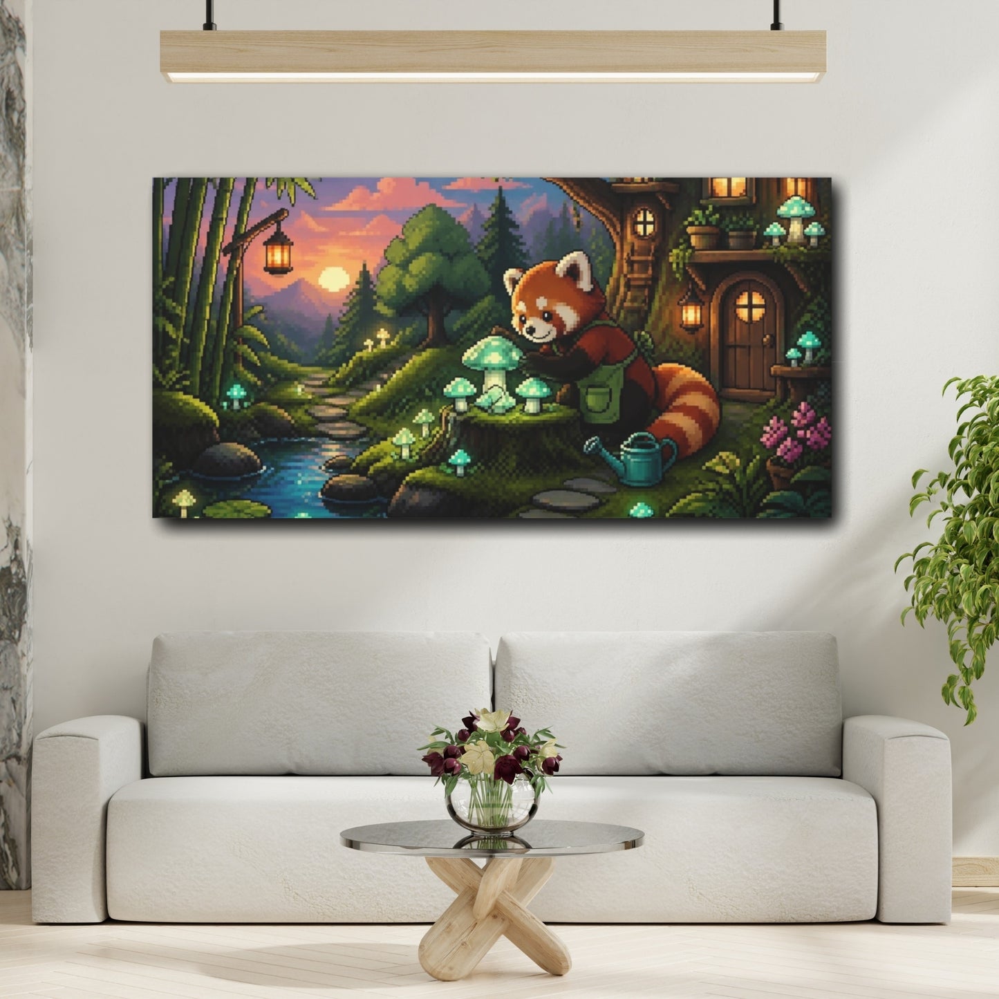 Mockup 2. Red Panda Kids Garden shown as canvas print