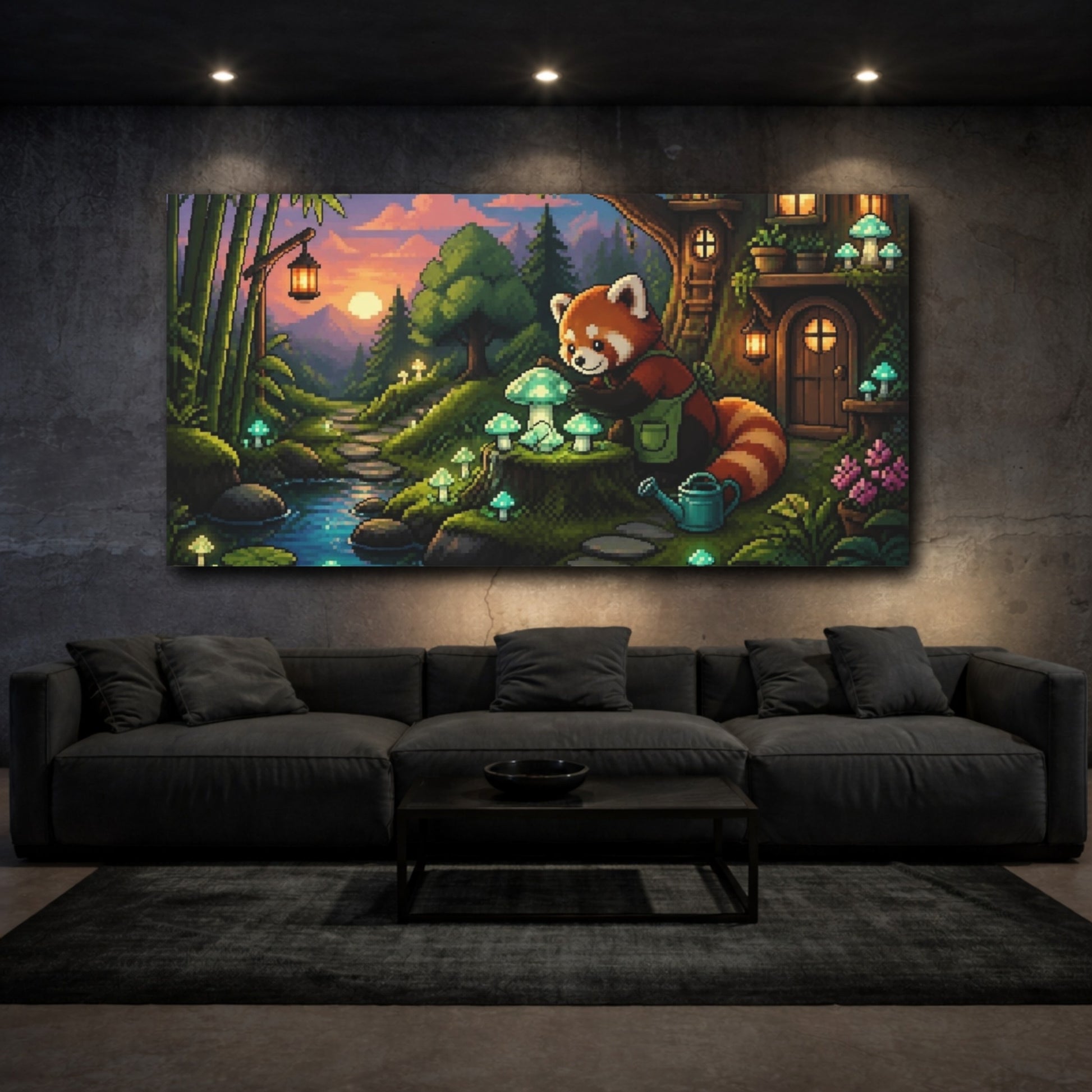 Mockup 3. Red Panda Kids Garden shown as canvas print