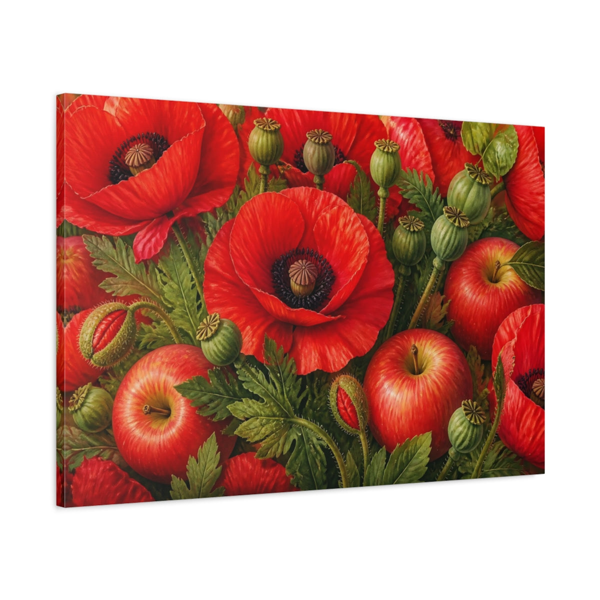 Main Mockup. Red Poppies And Apples shown as canvas print