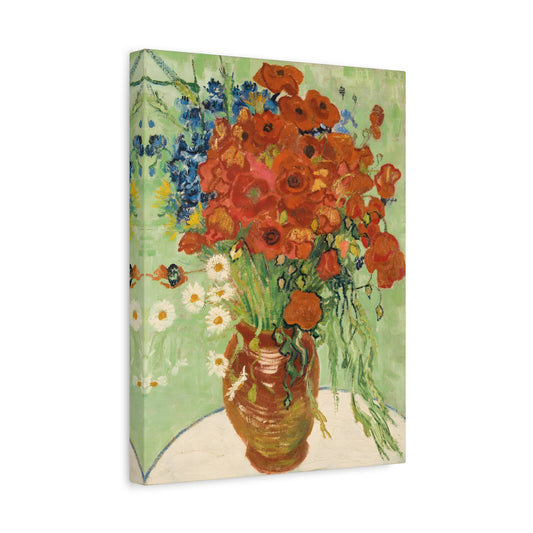 Red Poppies Daisies Van Gogh Cornflowers Poppies Wall Art Canvas Abstract Prints - YesArtYes