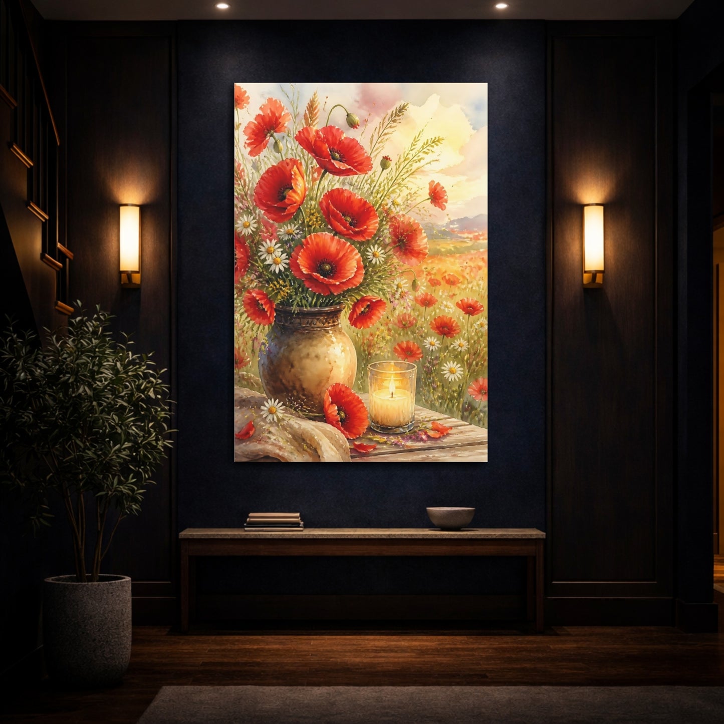Mockup 4. Red Poppy Flowers Bouquet shown as canvas print