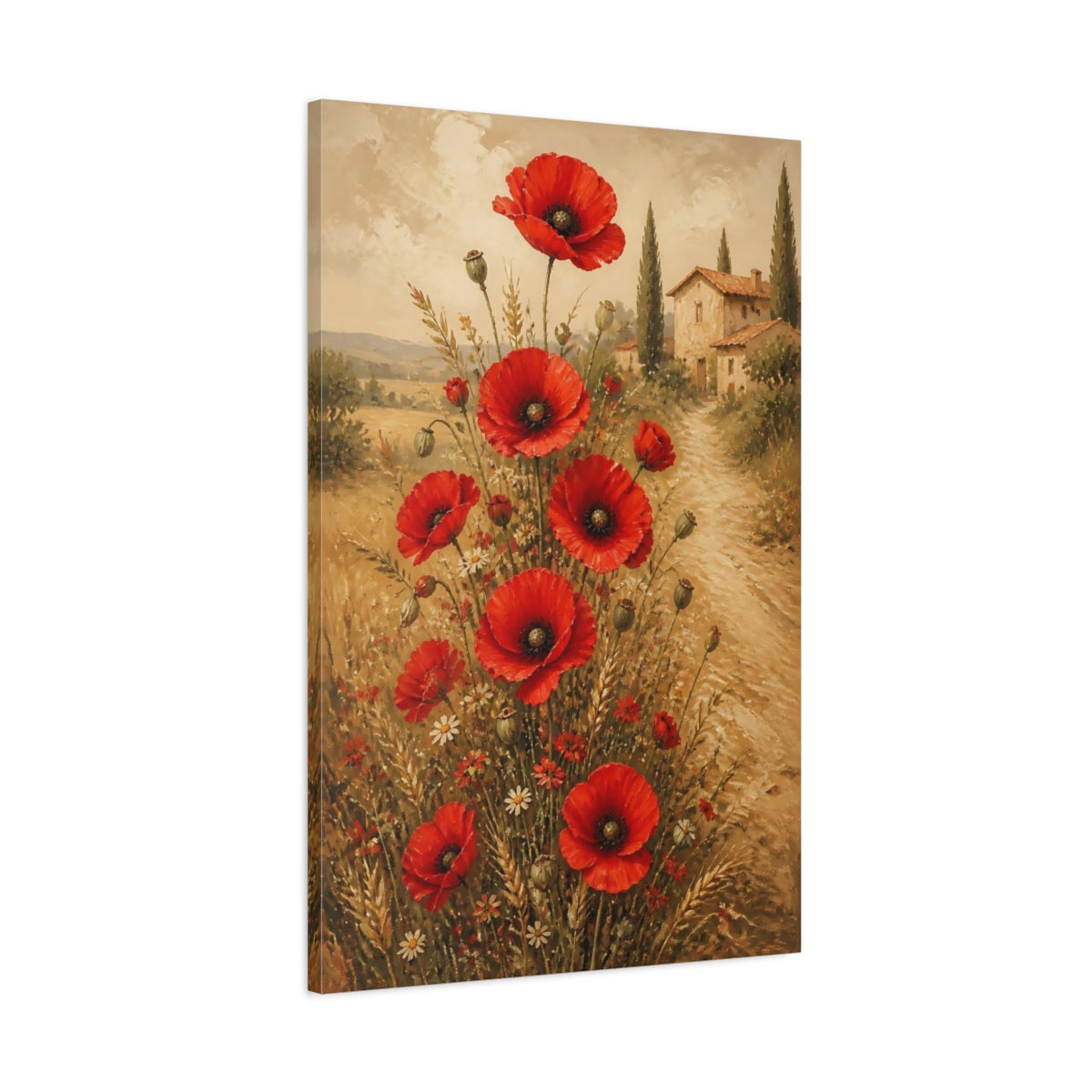 Main Mockup. Red Poppy Flowers shown as canvas print