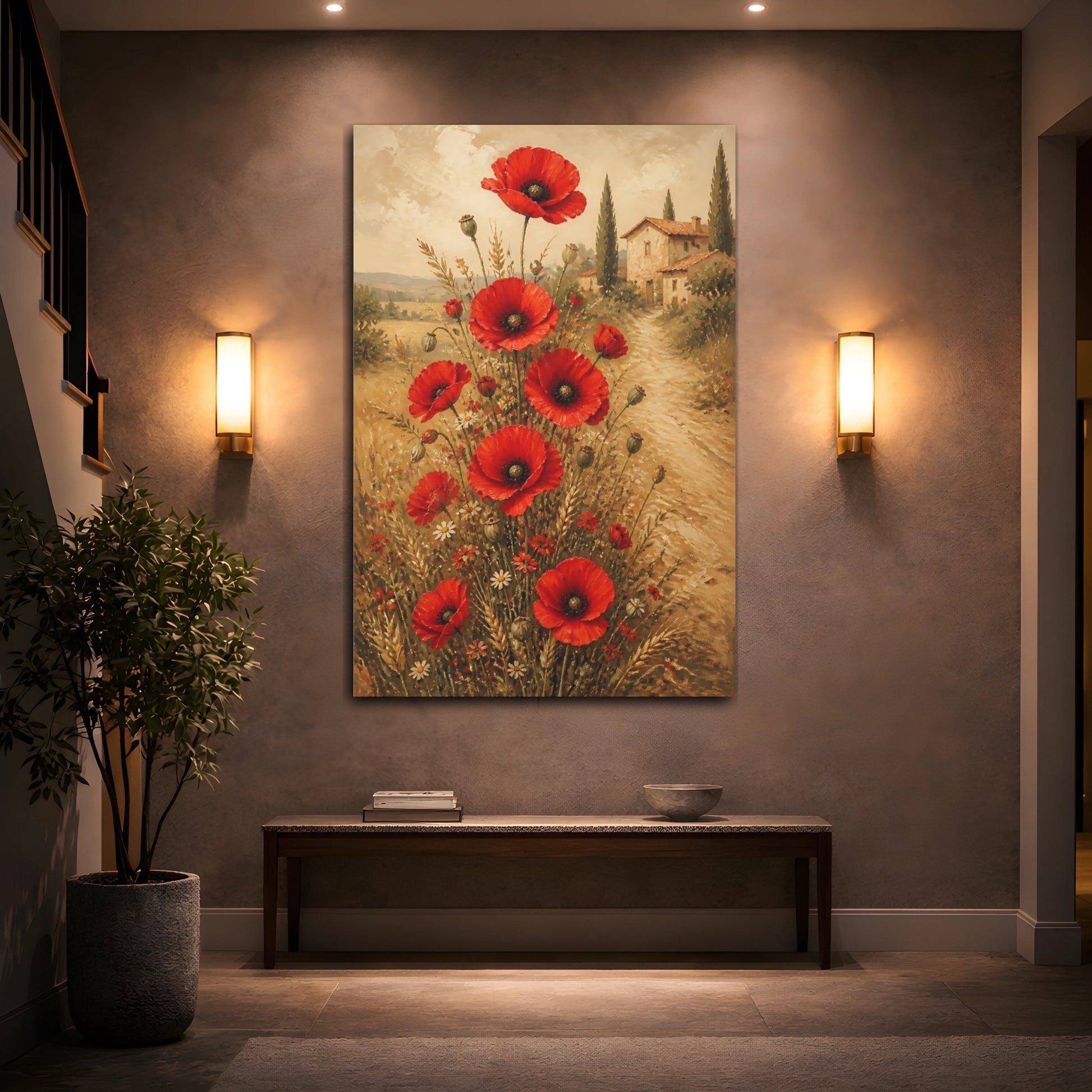 Mockup 2. Red Poppy Flowers shown as canvas print
