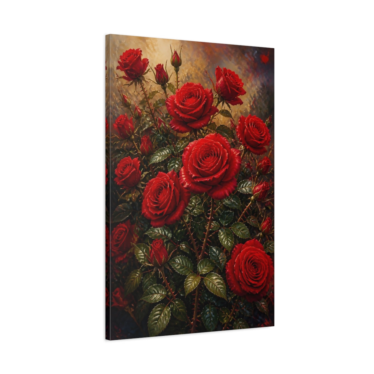 Main Mockup. Red Rose Floral Bouquet shown as canvas print