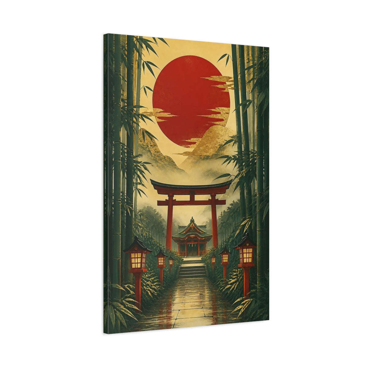 Main Mockup. Red Sun Torii Shrine shown as canvas print