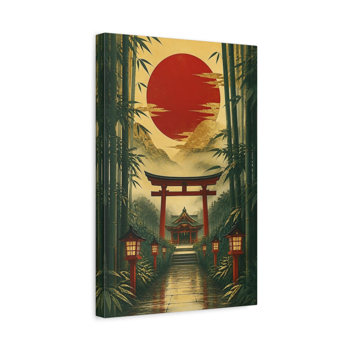 Side Mockup 4. Red Sun Torii Shrine shown as canvas print