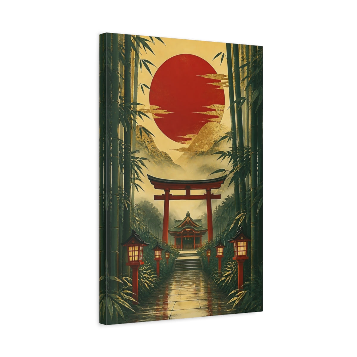 Side Mockup 3. Red Sun Torii Shrine shown as canvas print