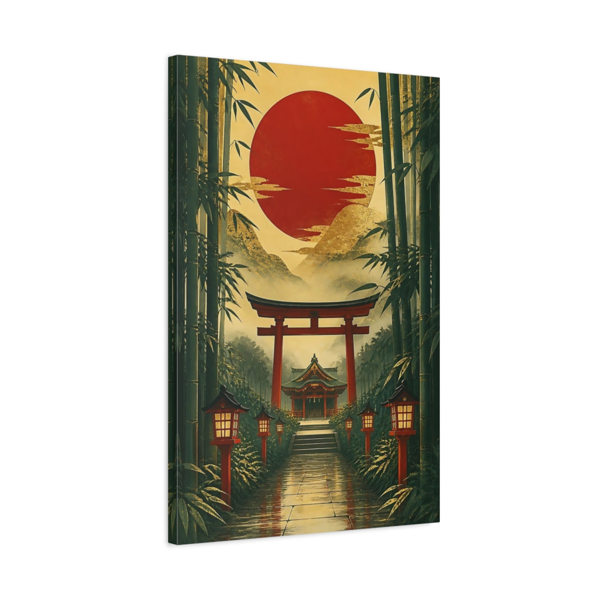 Side Mockup 2. Red Sun Torii Shrine shown as canvas print