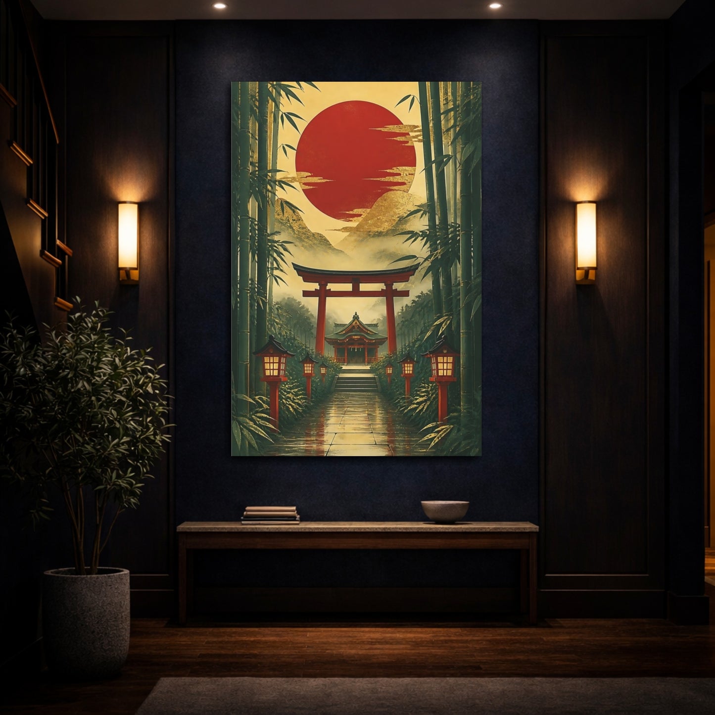 Mockup 4. Red Sun Torii Shrine shown as canvas print