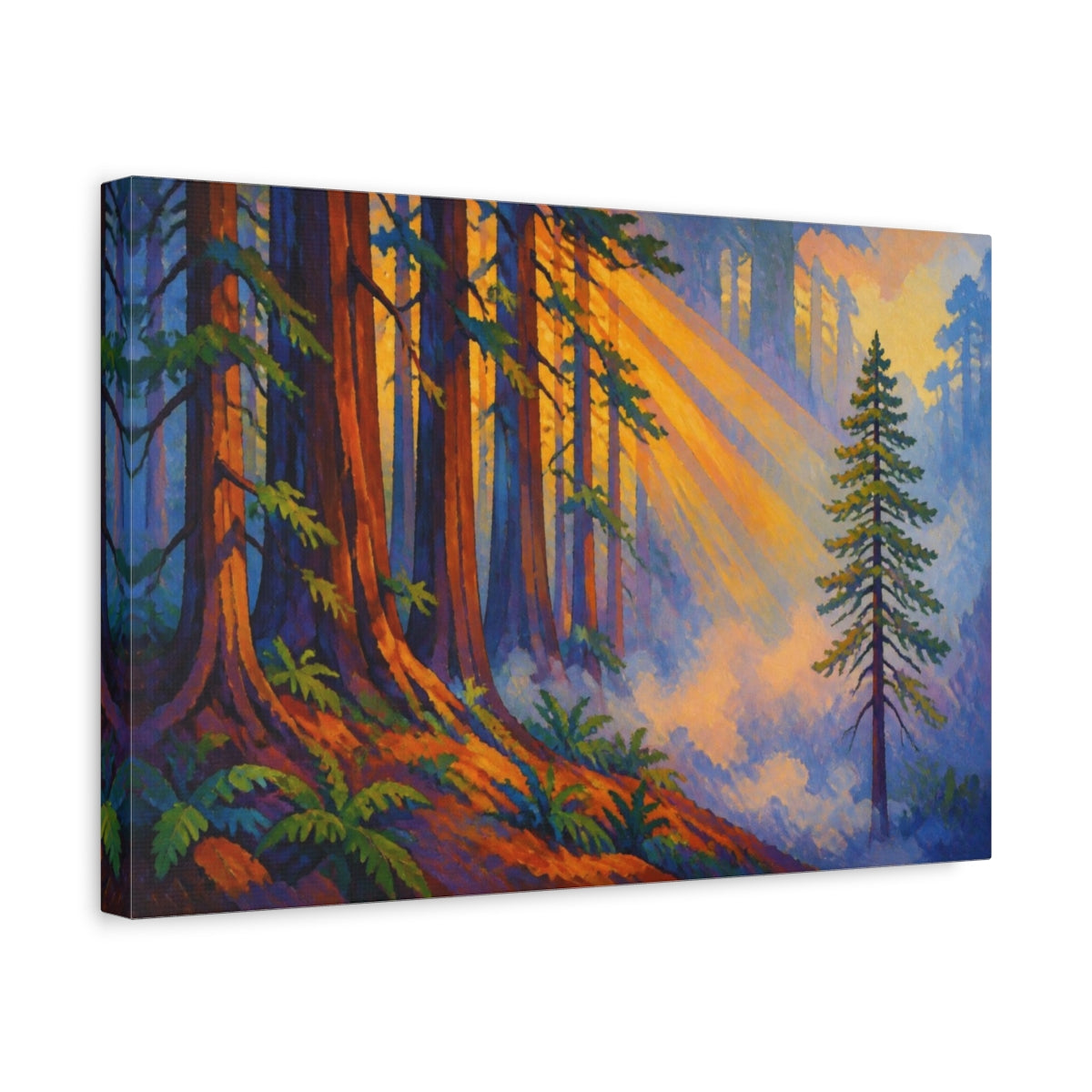 Side Mockup 4. Redwoods Nature Glow shown as canvas print