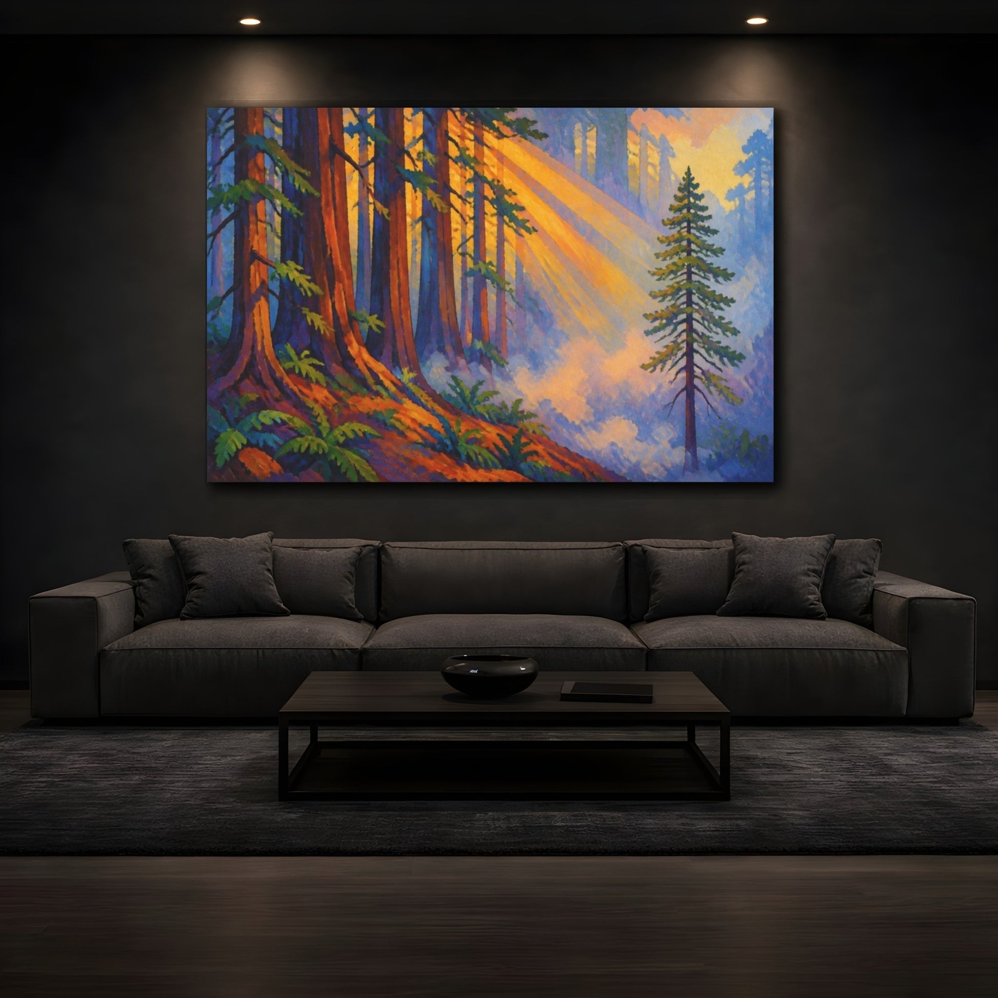 Mockup 3. Redwoods Nature Glow shown as canvas print