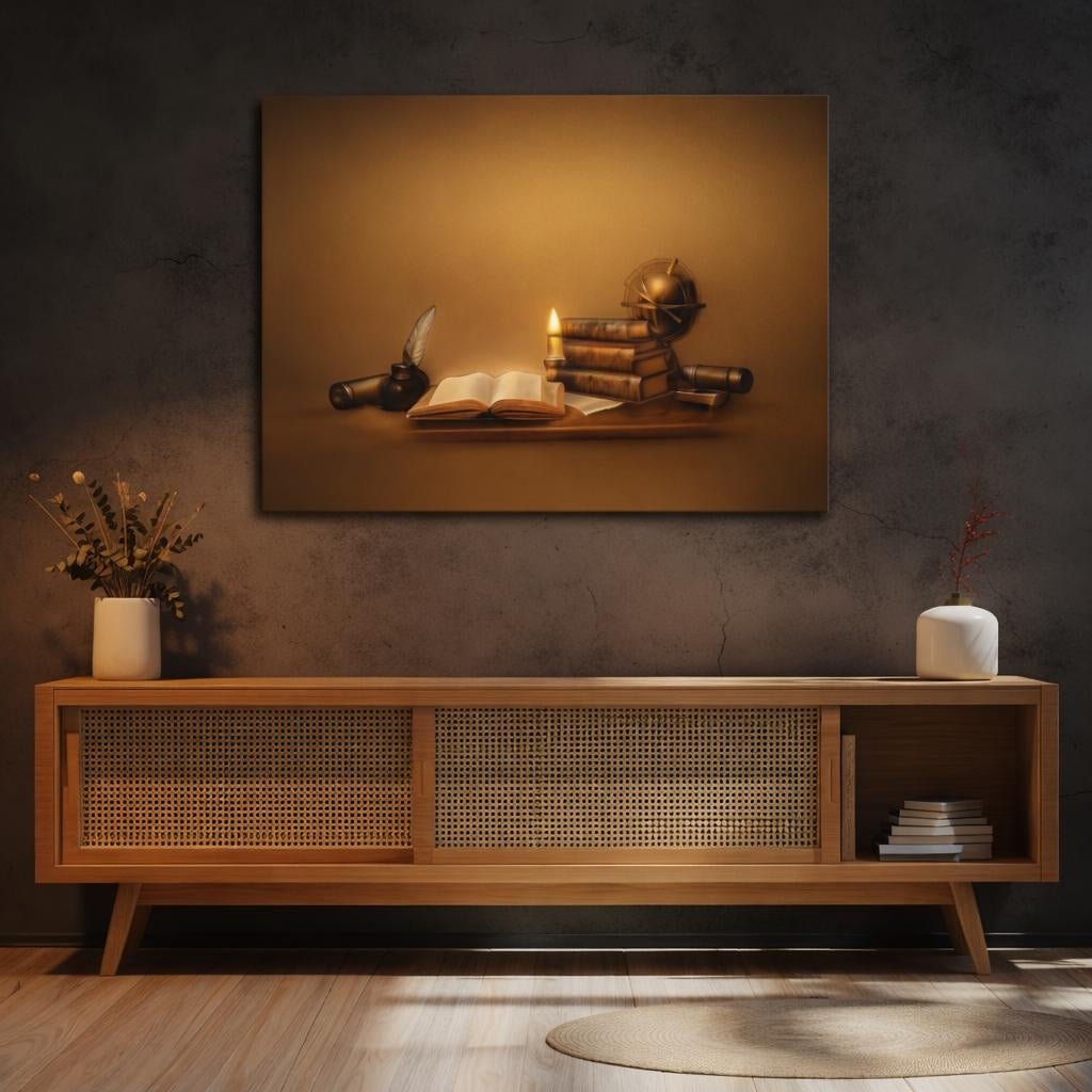 Refined Texture Academic Study Room Vintage - Canvas Wall Art Print - YesArtYes