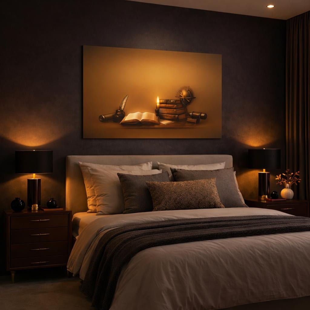 Refined Texture Academic Study Room Vintage - Canvas Wall Art Print - YesArtYes