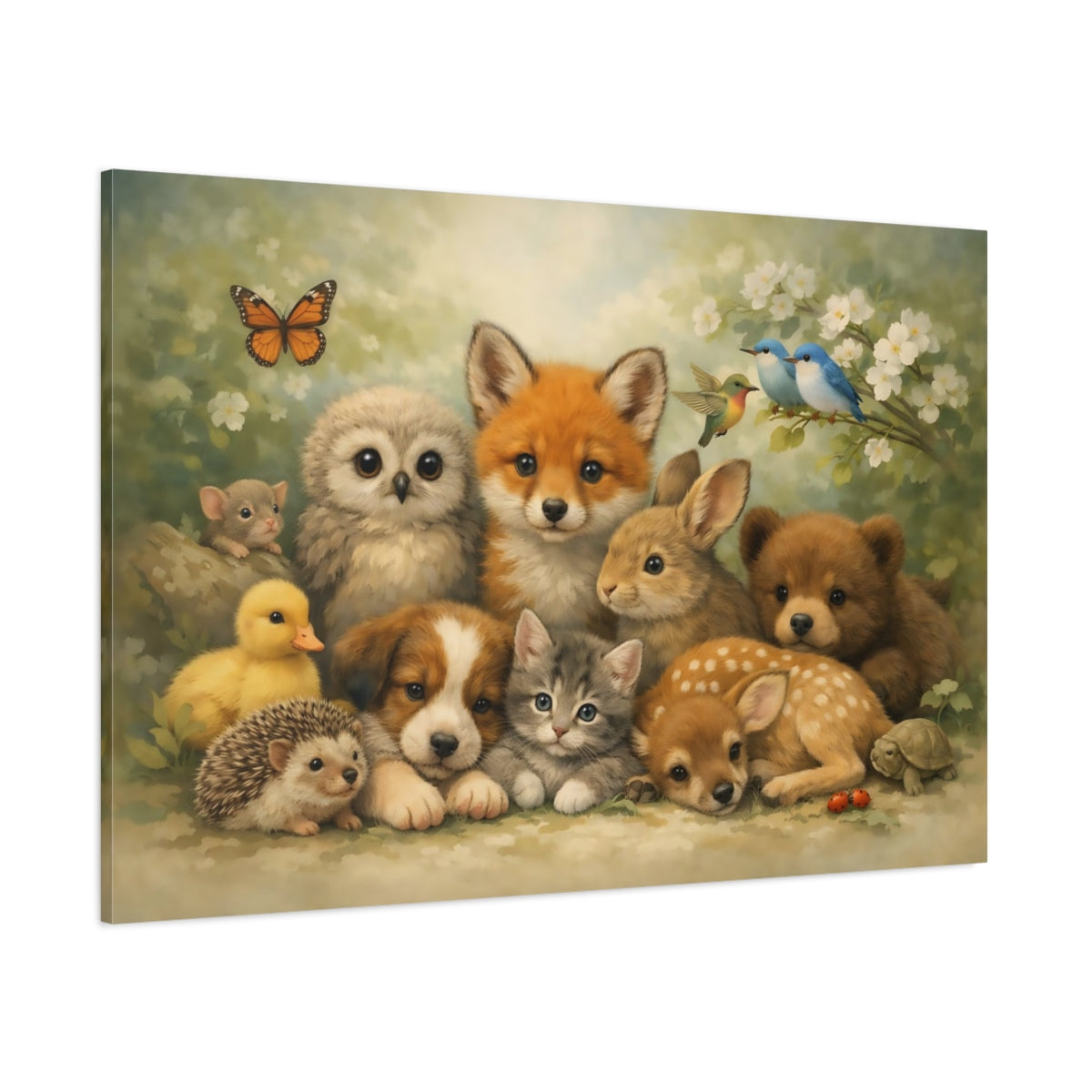 Refined Texture Baby Animals shown as stretched canvas wall art