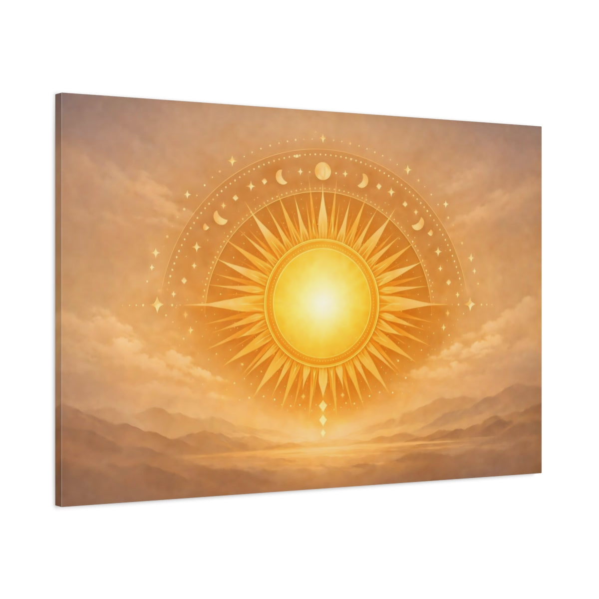 Refined Texture Boho Sun Symbol shown as stretched canvas wall art