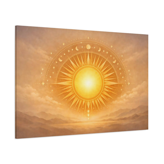 Refined Texture Boho Sun Symbol shown as stretched canvas wall art