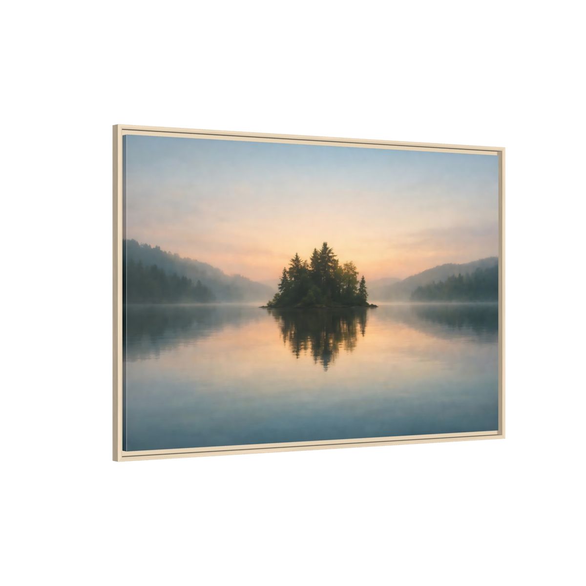 Main Mockup. Refined Texture Calm Lake shown as stretched canvas wall art