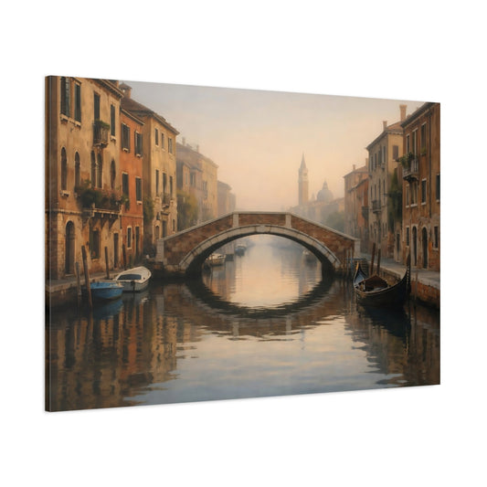 Refined Texture Canal Reflection shown as stretched canvas wall art