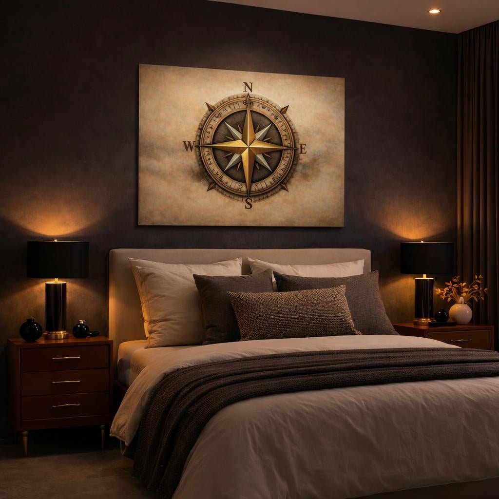 Refined Texture Compass Rose Maps - Canvas Wall Art Print - YesArtYes