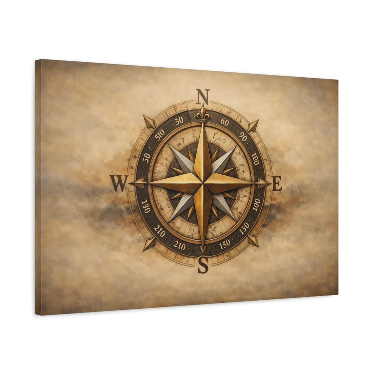 Refined Texture Compass Rose Maps - Canvas Wall Art Print - YesArtYes