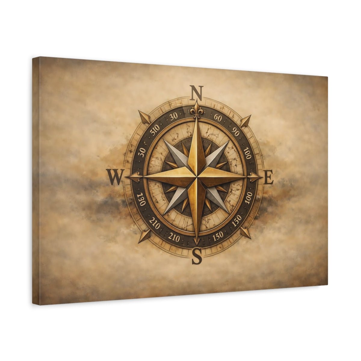 Refined Texture Compass Rose Maps - Canvas Wall Art Print - YesArtYes