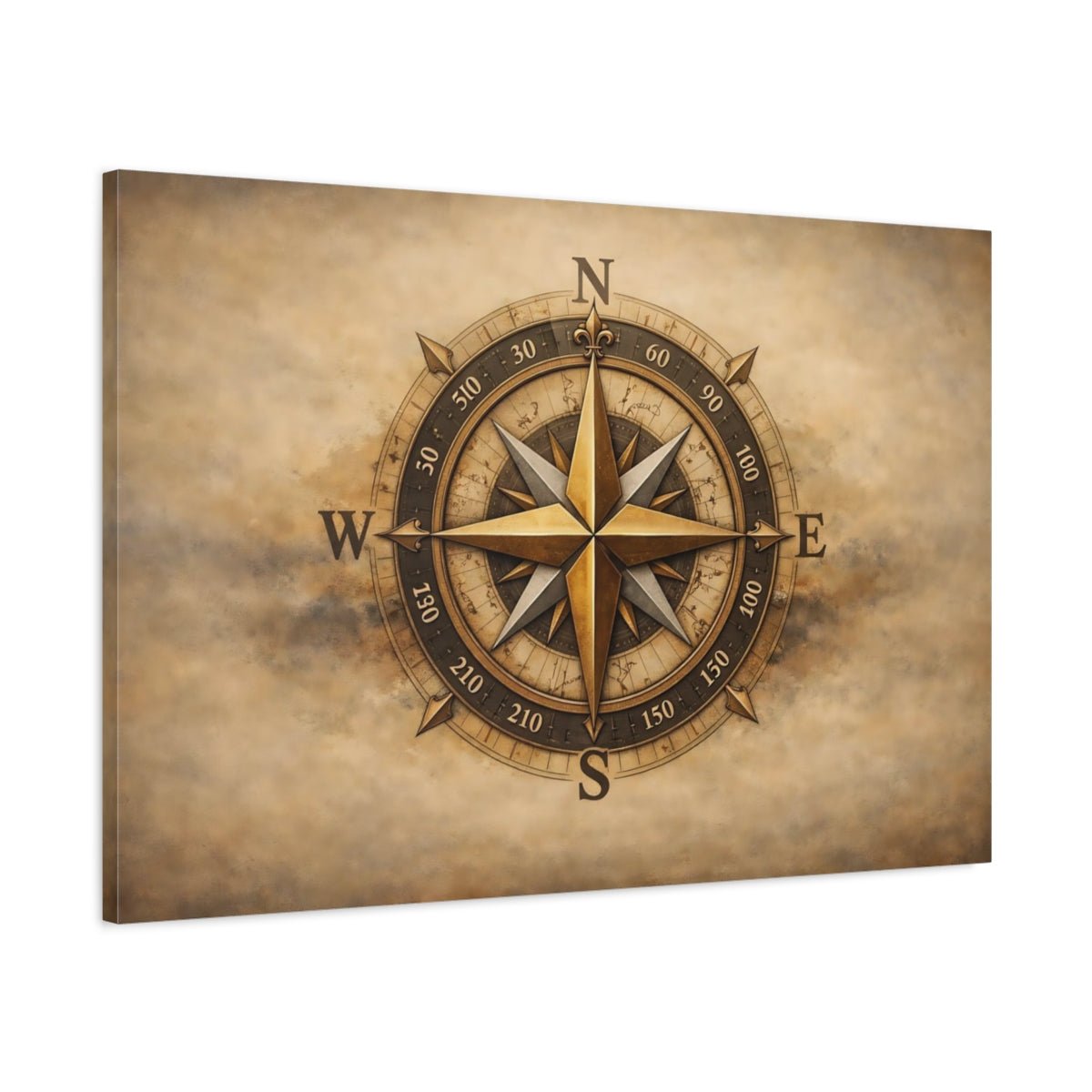 Refined Texture Compass Rose Maps - Canvas Wall Art Print - YesArtYes
