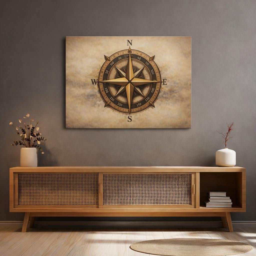 Refined Texture Compass Rose Maps - Canvas Wall Art Print - YesArtYes
