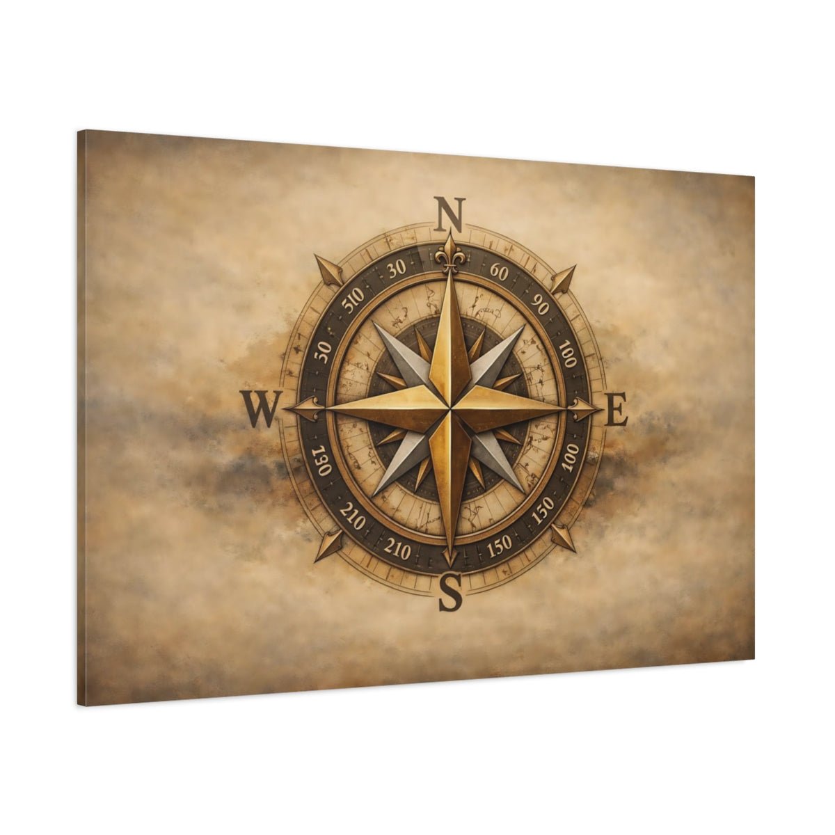 Refined Texture Compass Rose Maps - Canvas Wall Art Print - YesArtYes