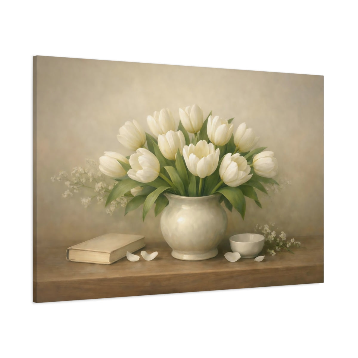 Refined Texture Flowers Tulips shown as stretched canvas wall art