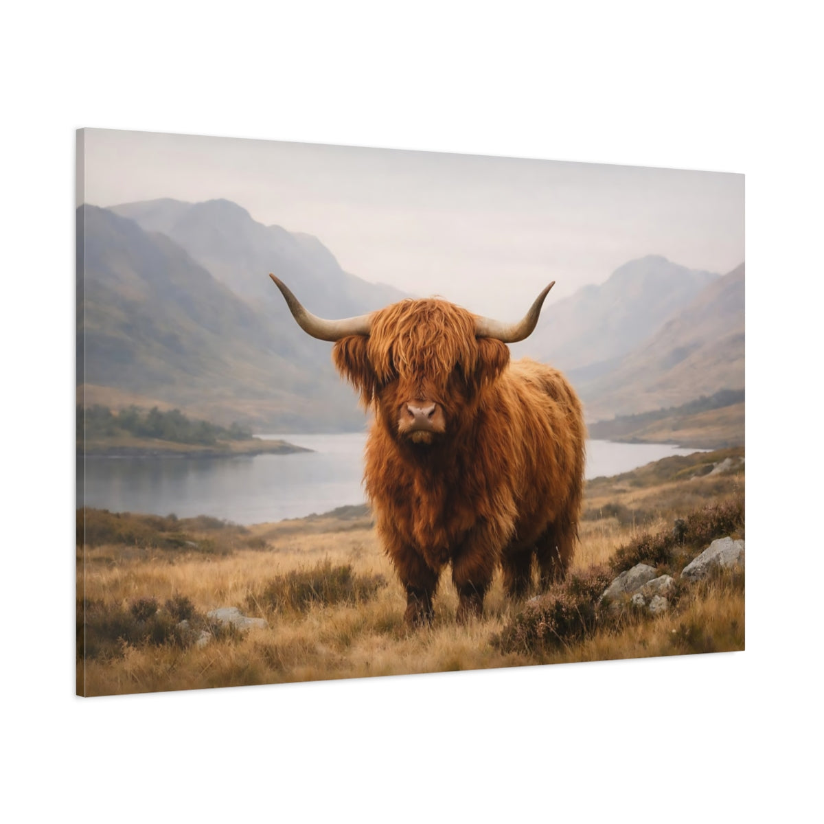 Refined Texture Highland Cow shown as stretched canvas wall art