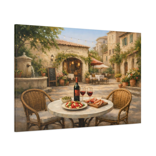 Refined Texture Italian Courtyard Cafe shown as stretched canvas wall art