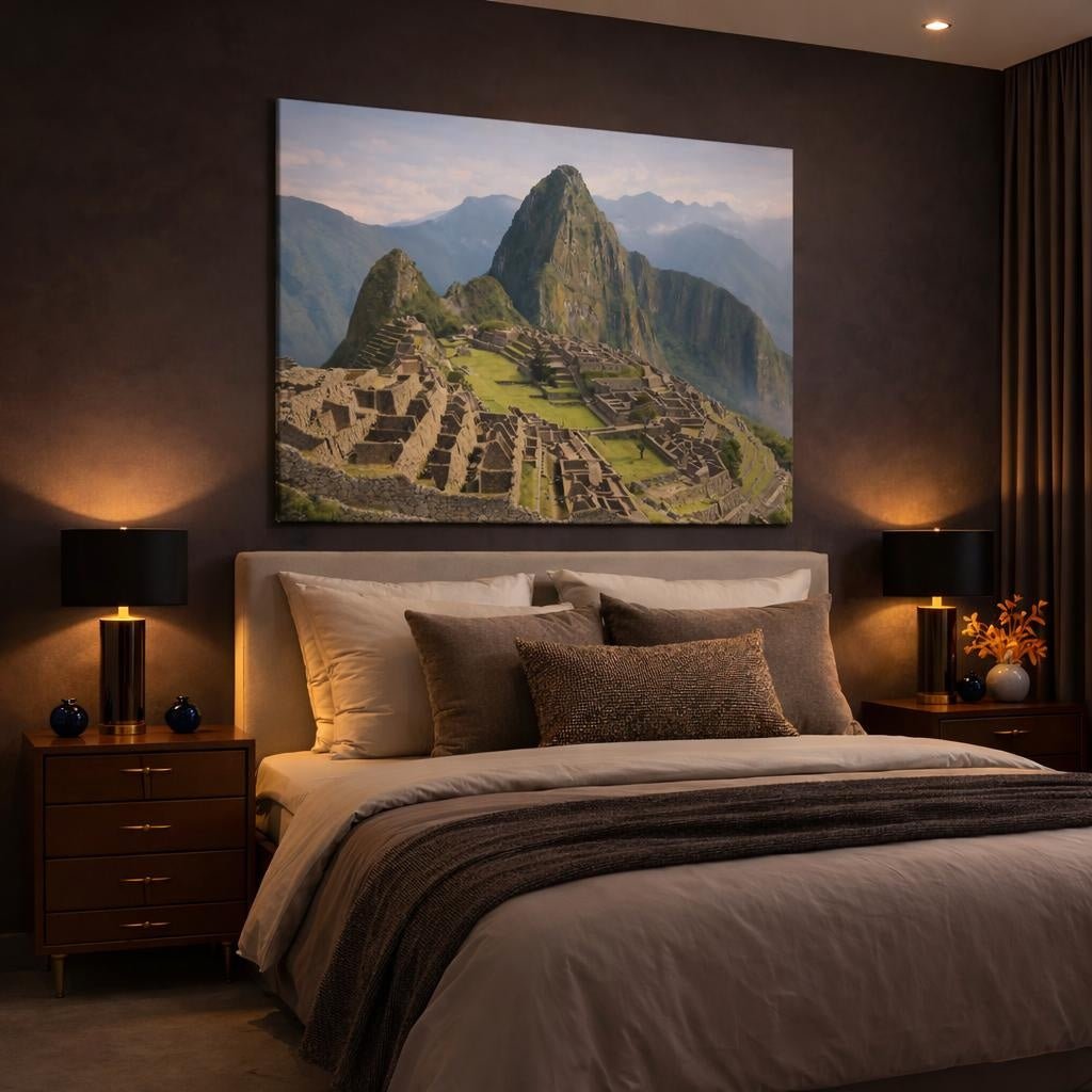 Refined Texture Machu Picchu Ancient City Nature - Canvas Wall Art Print - YesArtYes