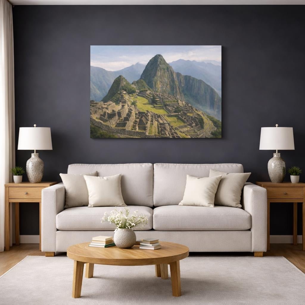 Refined Texture Machu Picchu Ancient City Nature - Canvas Wall Art Print - YesArtYes