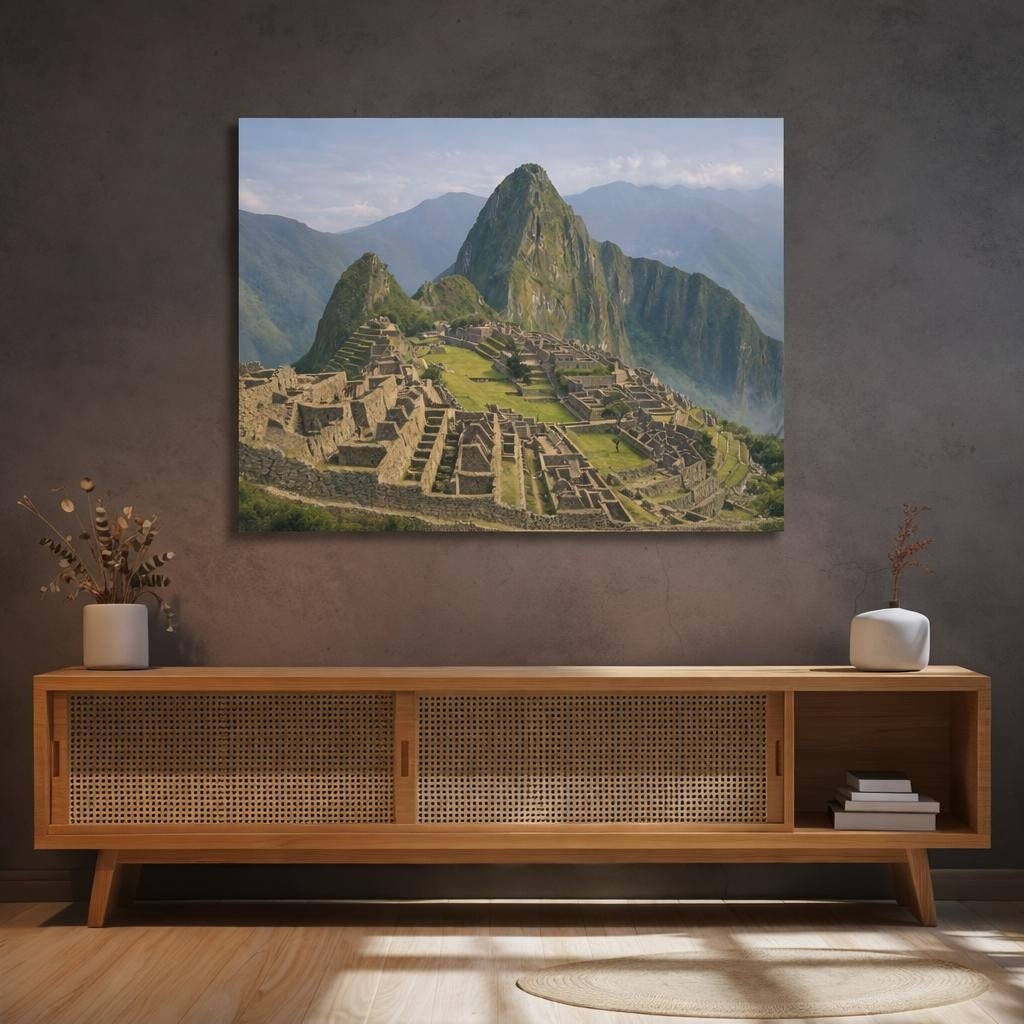 Refined Texture Machu Picchu Ancient City Nature - Canvas Wall Art Print - YesArtYes