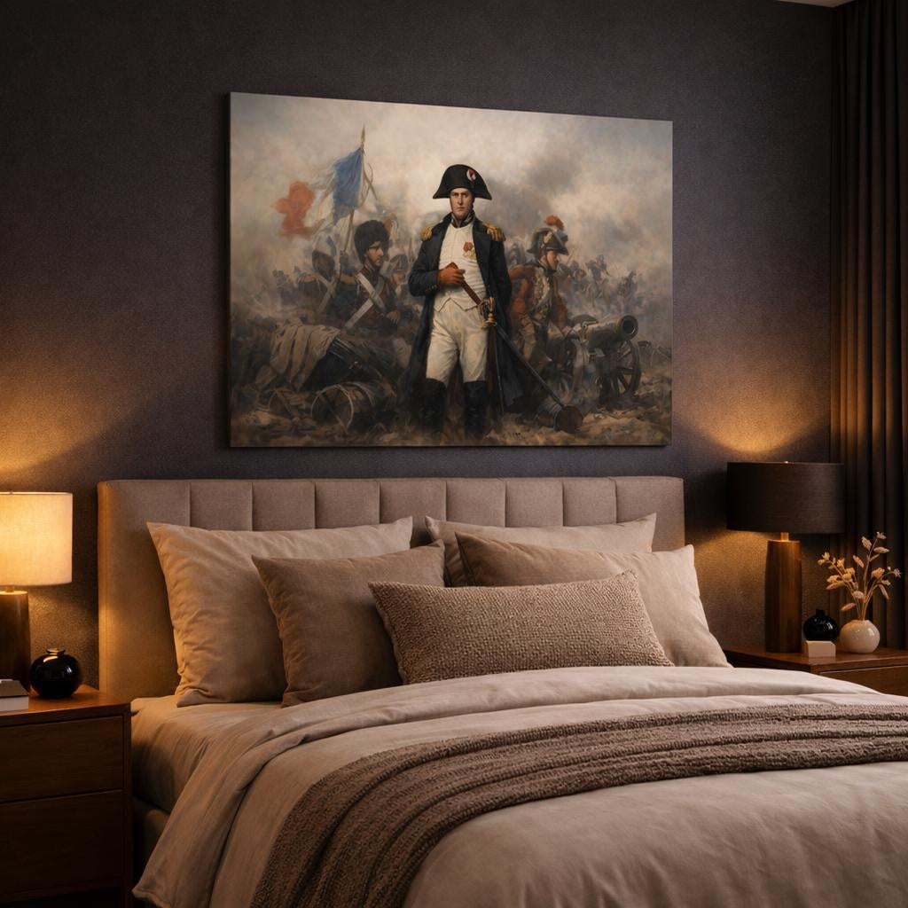 Refined Texture Napoleon Iii shown as canvas wall art in a luxury bedroom