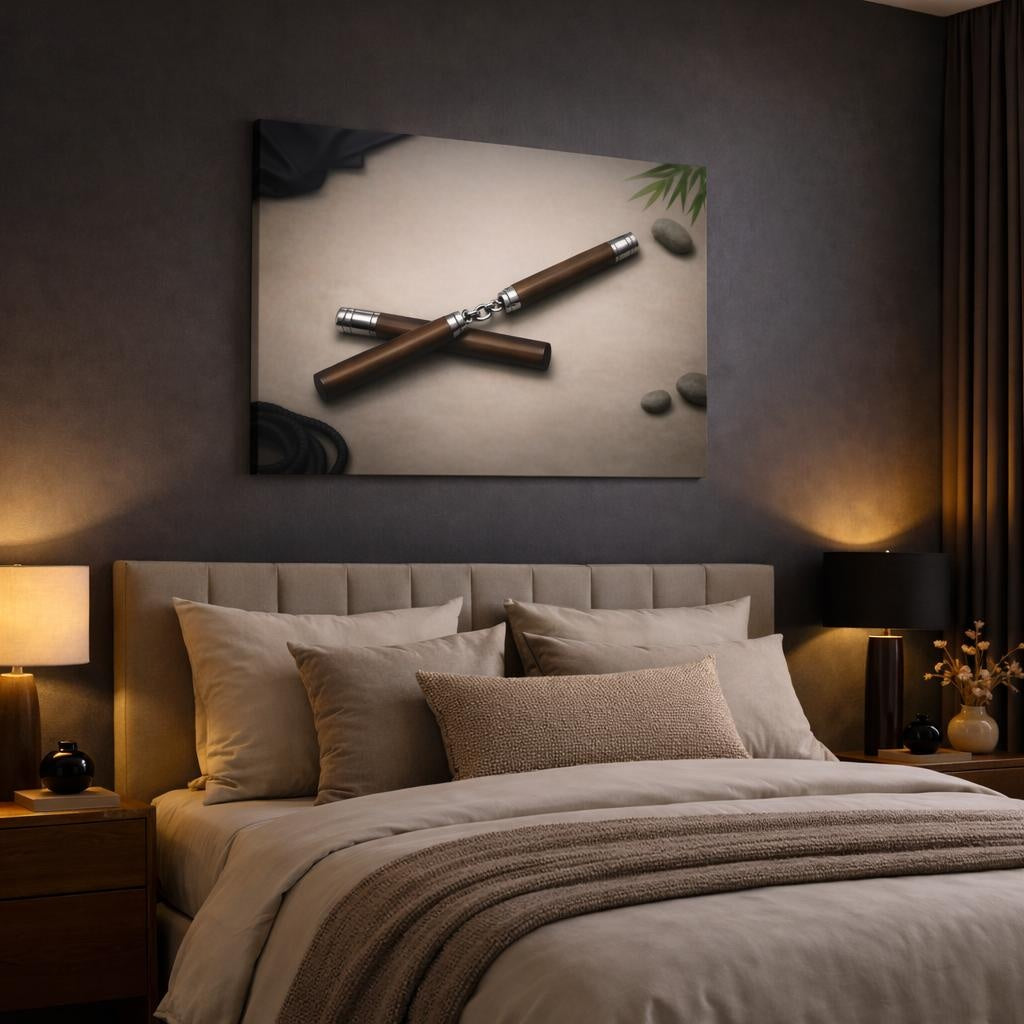 Refined Texture Nunchaku shown as canvas wall art in a luxury bedroom