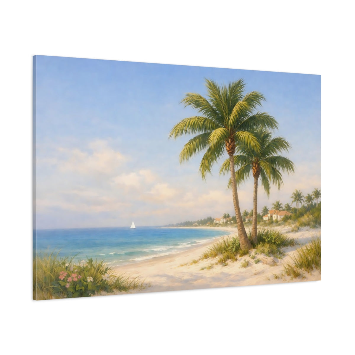 Refined Texture Palm Beach shown as stretched canvas wall art