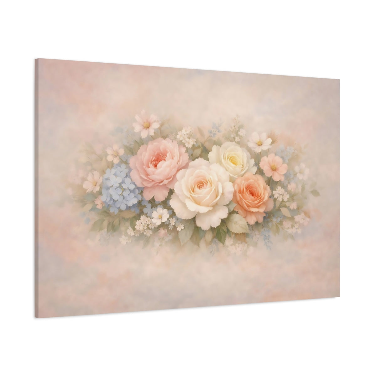 Refined Texture Pastel Flowers shown as stretched canvas wall art