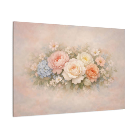 Refined Texture Pastel Flowers shown as stretched canvas wall art