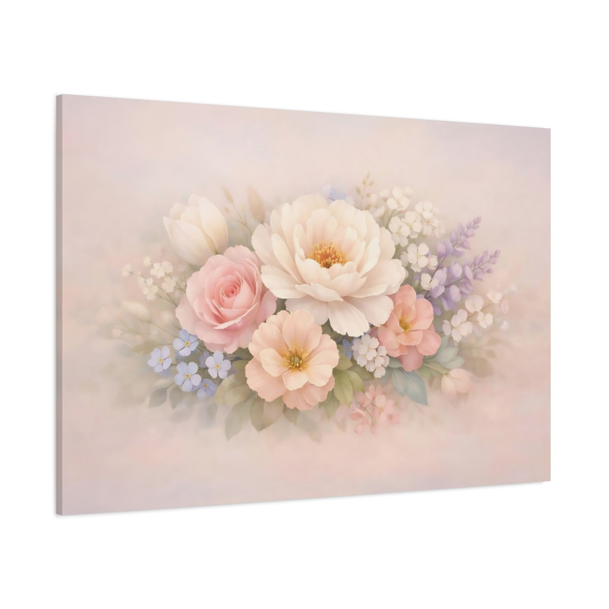 Refined Texture Pastel Flowers shown as stretched canvas wall art