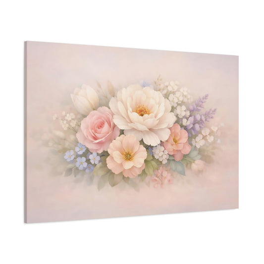 Refined Texture Pastel Flowers shown as stretched canvas wall art