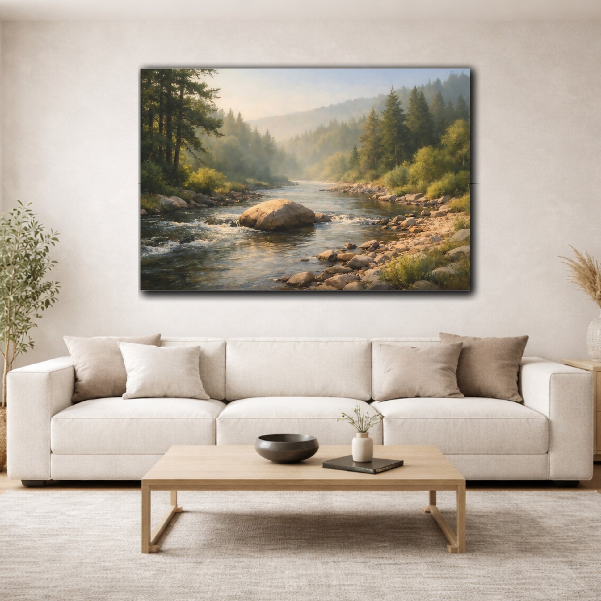 Mockup 2. Refined Texture River Forest shown as stretched canvas wall art