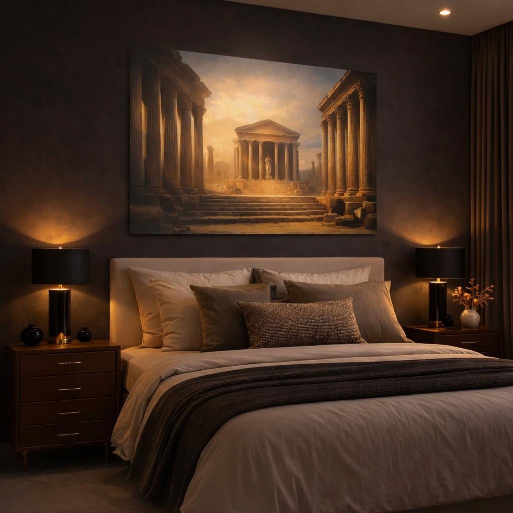 Refined Texture Roman Columns Ancient Temple Vintage - Canvas Wall Art Print - YesArtYes