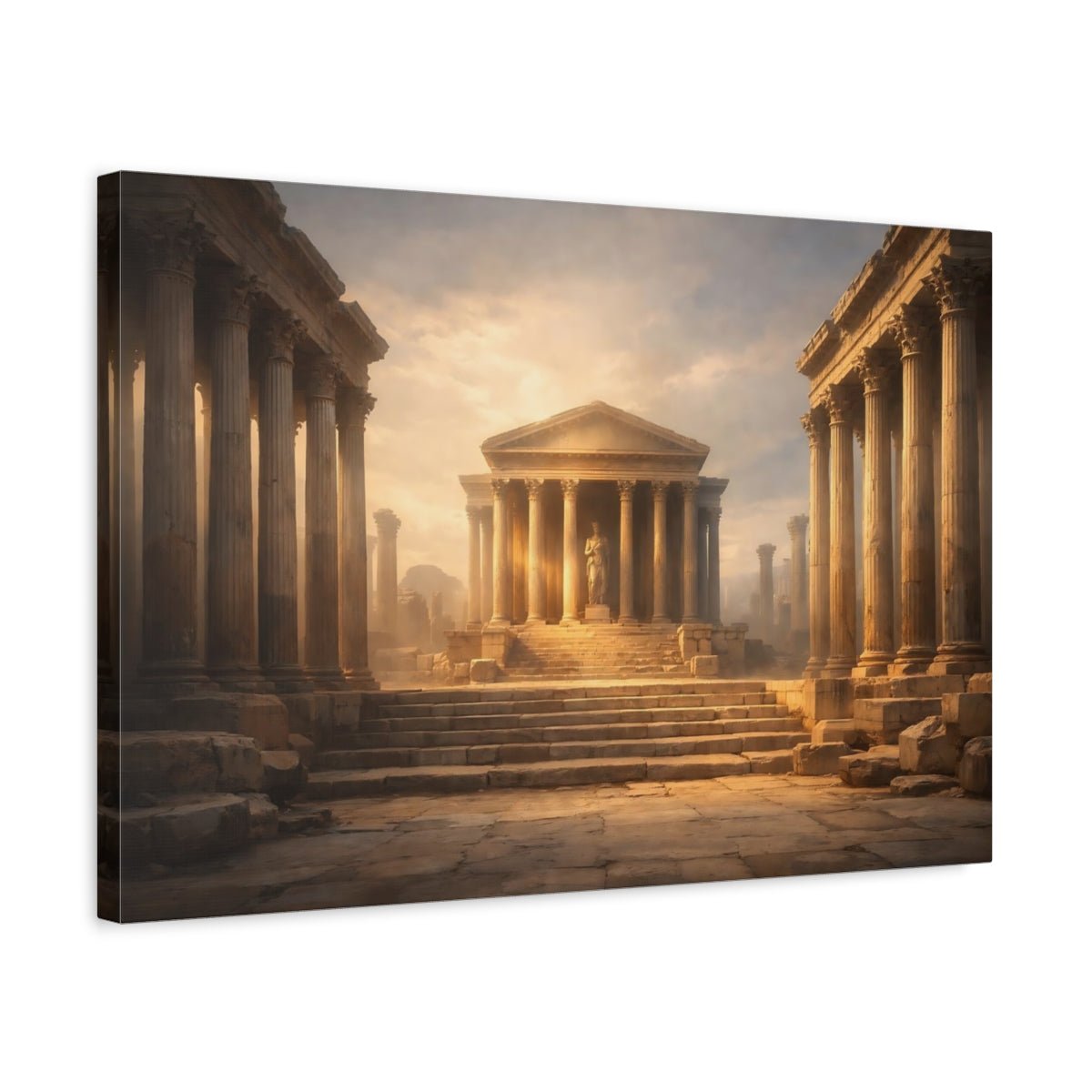 Refined Texture Roman Columns Ancient Temple Vintage - Canvas Wall Art Print - YesArtYes