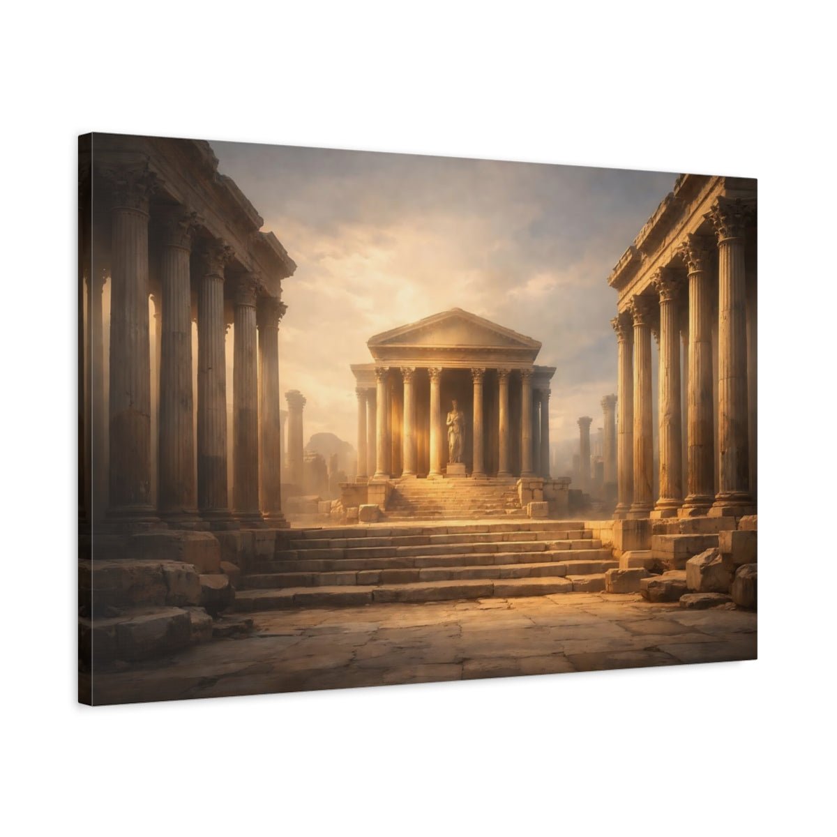 Refined Texture Roman Columns Ancient Temple Vintage - Canvas Wall Art Print - YesArtYes